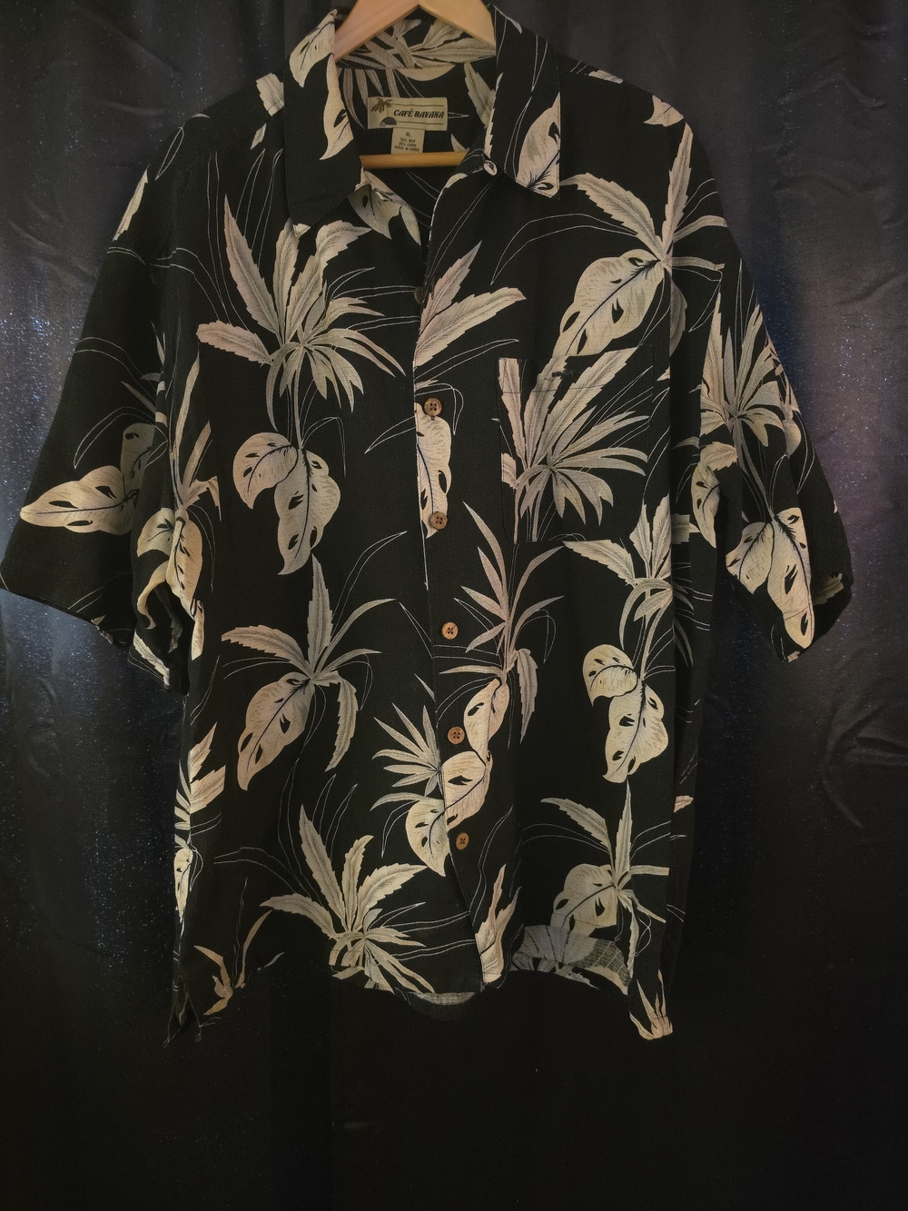Vintage Havana Jack’s Cafe Y2K Hawaiian Silk/Linen Button Down Tropical Shirt XL